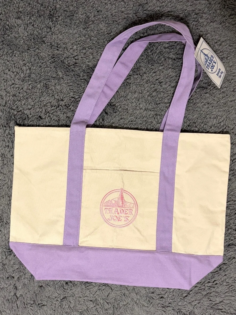 Trader Joe's Large Lavender Canvas Tote Bag - Picture 4 of 11